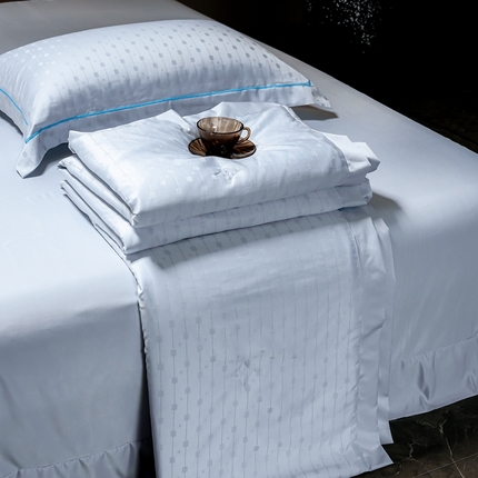 2025新款格利亚天丝提花夏被四件套 格子-蓝