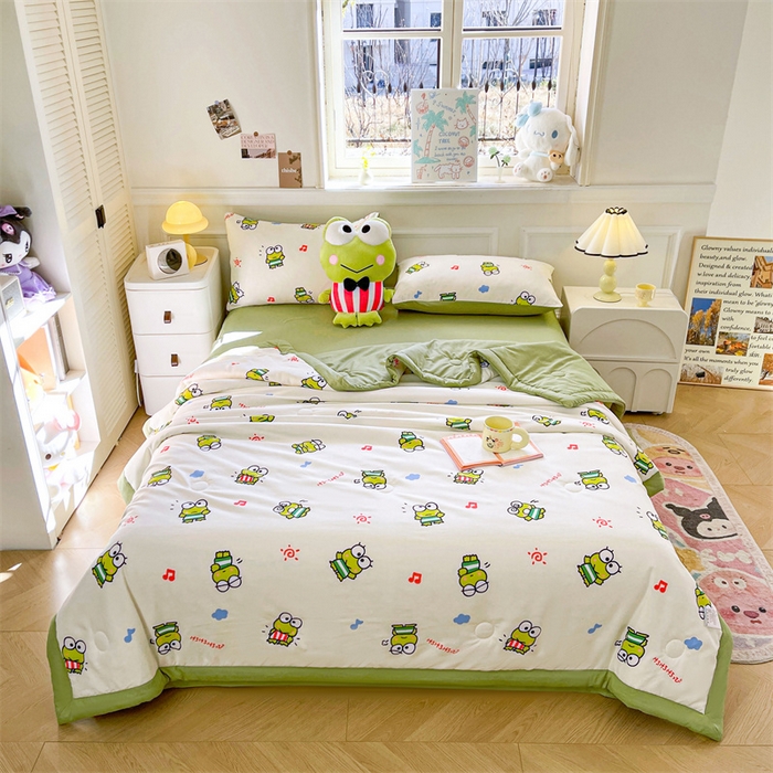 91家纺网 家纺一手货源 找家纺 晓时候 2025新款正版授权三丽鸥水洗棉夏被新疆棉花被夏凉被空调薄被子 呆萌小蛙