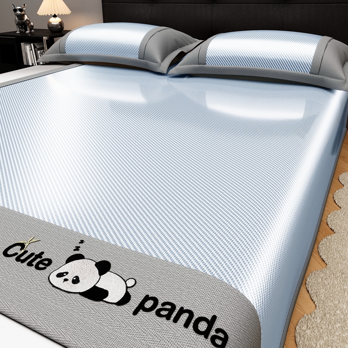 91家纺网 家纺一手货源 找家纺 卡初家居（原微来） 2025夏季轻柔丝系列冰丝席 嘟嘟熊浅蓝