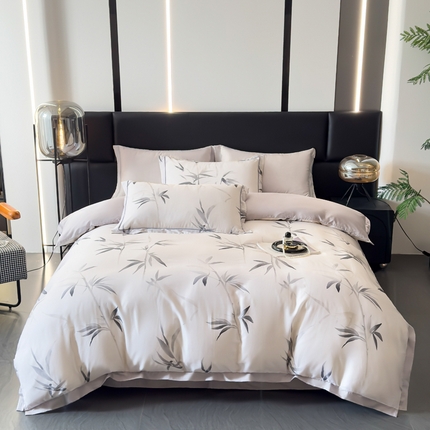 91家纺网 家纺一手货源 找家纺 (总)氧家 2025新款莱赛尔天丝数码印花四件套宽边断角工艺（礼盒装）