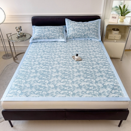 卡初家居（原微来） 2025夏季凉感提花席 繁花-天空蓝