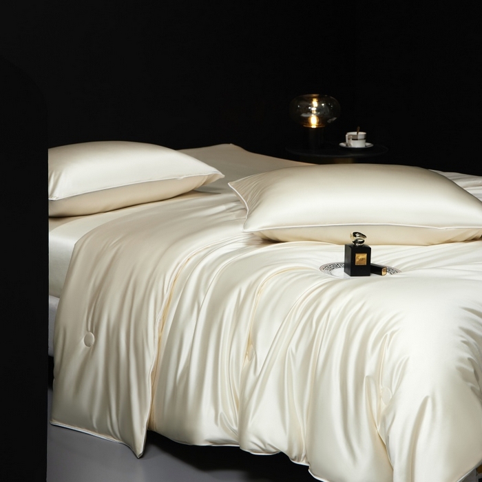 91家纺网 家纺一手货源 找家纺 优悦生活馆 2025新款凉感冰丝纯色夏被四件套-盛夏 盛夏-芝士白