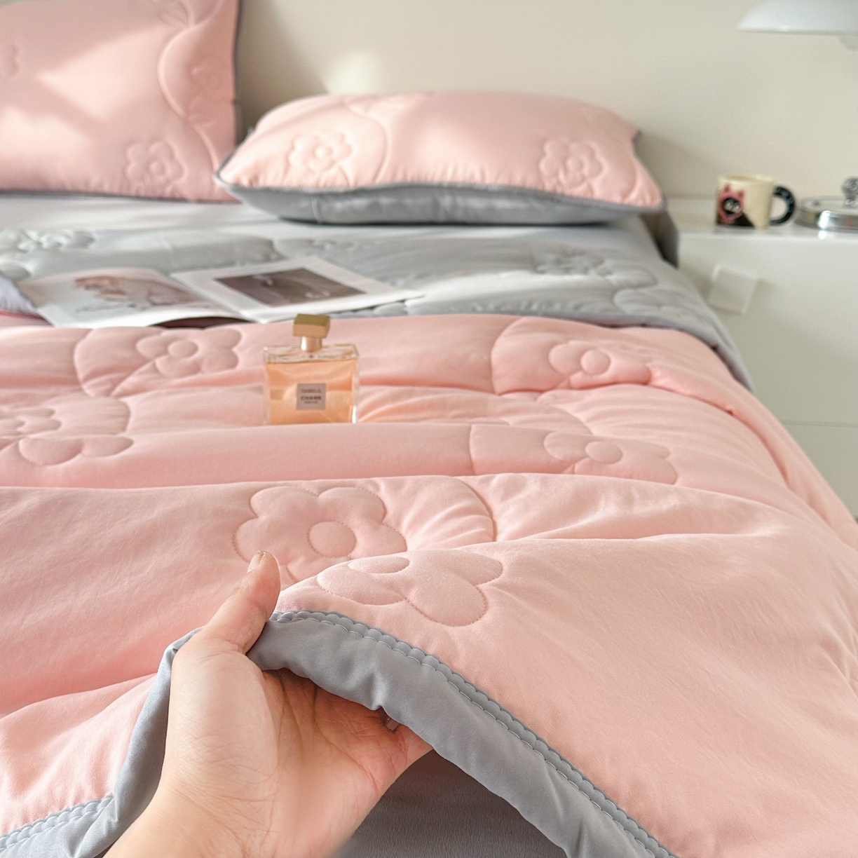 91家纺网 家纺一手货源 找家纺 （总）芙绣家纺 2025新款轻奢针织棉绗绣款夏被夏凉被空调被-莫奈花园