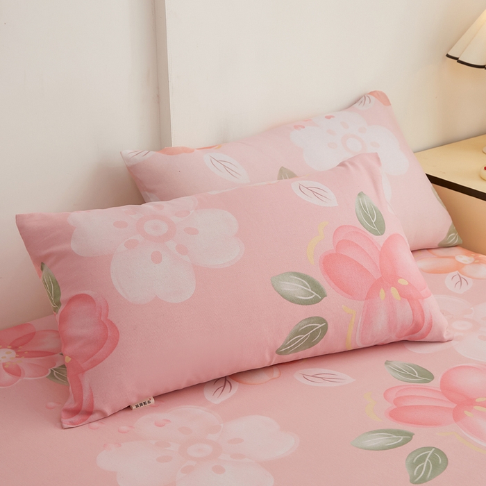 91家纺网 家纺一手货源 找家纺 首爱家纺 2025新款锦柔老粗布印花床笠 密语花漾