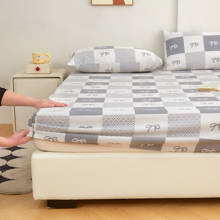 91家纺网 家纺一手货源 找家纺 棉乐町家居 2025新款锦柔老粗布印花床笠 蝴蝶结