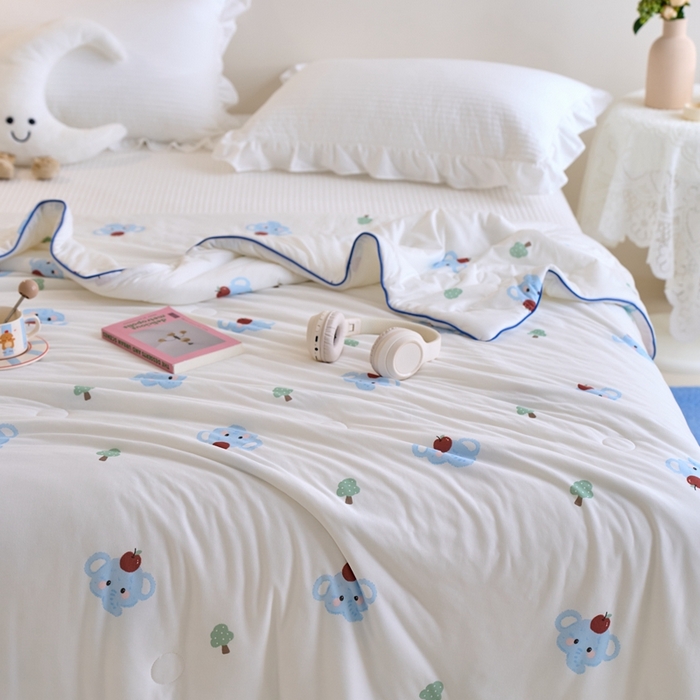 91家纺网 家纺一手货源 找家纺 维洋家纺 2025升级21%大豆新款A类牛奶丝针织夏被（四周踩棉）软糯凉感夏被空调被 长鼻象