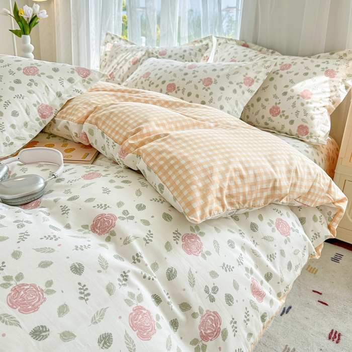 91家纺网 家纺一手货源 找家纺 金盛纺 2025新款13372全棉系列四件套 花涧澈