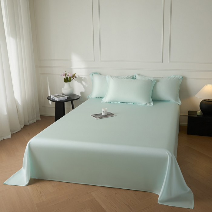 91家纺网 家纺一手货源 找家纺 涵宸 2025新款天丝-天丝棉-纯色单床单-场景1 床单-空绿