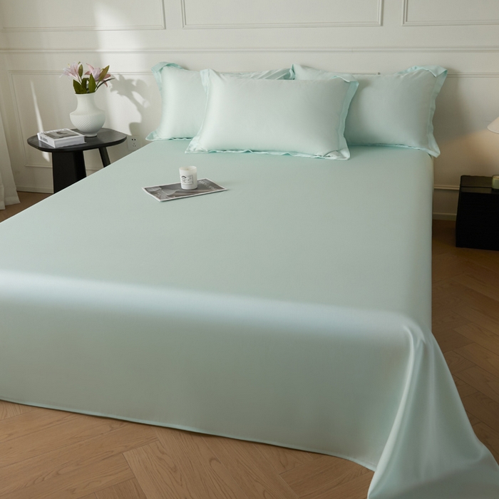 91家纺网 家纺一手货源 找家纺 涵宸 2025新款天丝-天丝棉-纯色单床单-场景1 床单-空绿