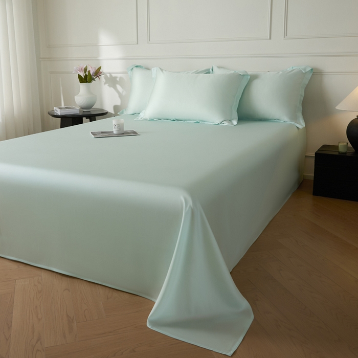 91家纺网 家纺一手货源 找家纺 涵宸 2025新款天丝-天丝棉-纯色单床单-场景1 床单-空绿