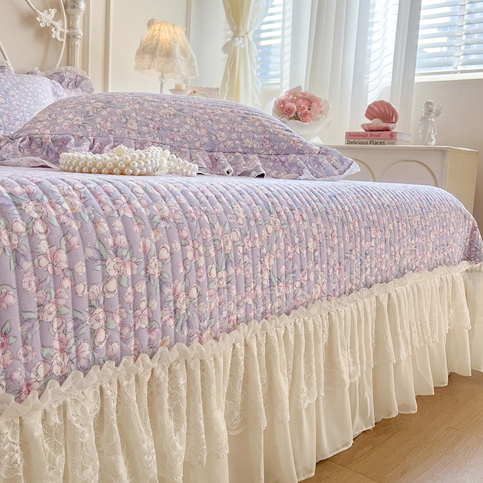 91家纺网 家纺一手货源 找家纺 网红馆（ck家纺） 2025新款全棉印花双层纱床盖四件套 芳草悠悠