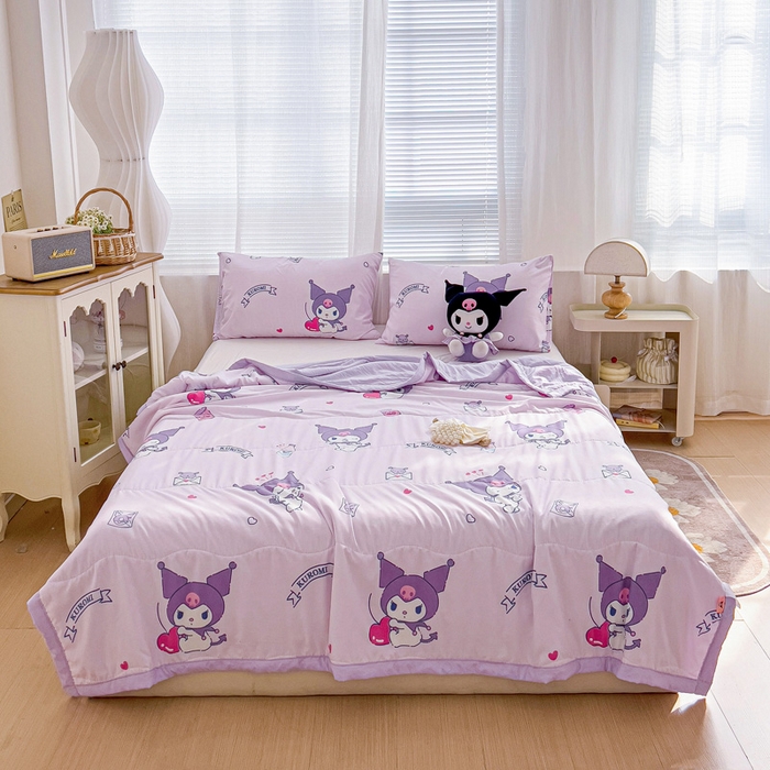 91家纺网 家纺一手货源 找家纺 海岛哥哥 2025新款三丽鸥系列A类水洗棉夏被大床图（提供买家秀） 夏被-库洛米之心