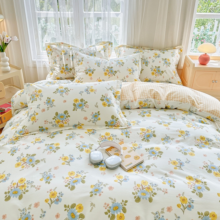 91家纺网 家纺一手货源 找家纺 金盛纺 2025新款13372全棉系列四件套 冷露金桂