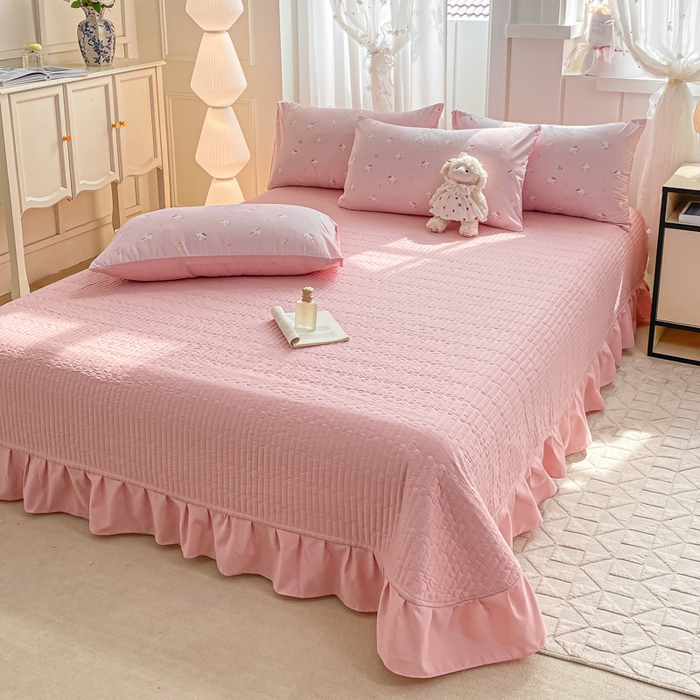 91家纺网 家纺一手货源 找家纺 仟网汇 2025新款针织双层纱床盖四件套 凯蒂猫