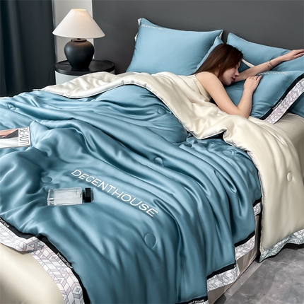 91家纺网 家纺一手货源 找家纺 （总）云棉坊 2025数码边水洗冰丝夏被四件套-极光系列