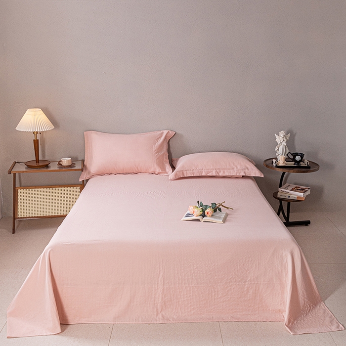 91家纺网 家纺一手货源 找家纺 锦罗绣 2025新款A类全棉双层纱单床单 粉色