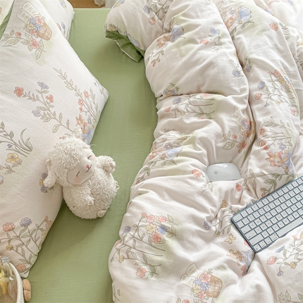 91家纺网 家纺一手货源 找家纺 （总）如约 2025新款A类全棉双层纱四件套