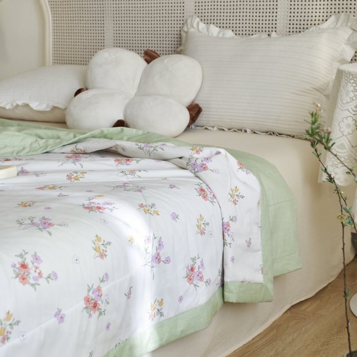 91家纺网 家纺一手货源 找家纺 维洋家纺 2025新款里外全棉印花棉花夏凉被 闲趣花开