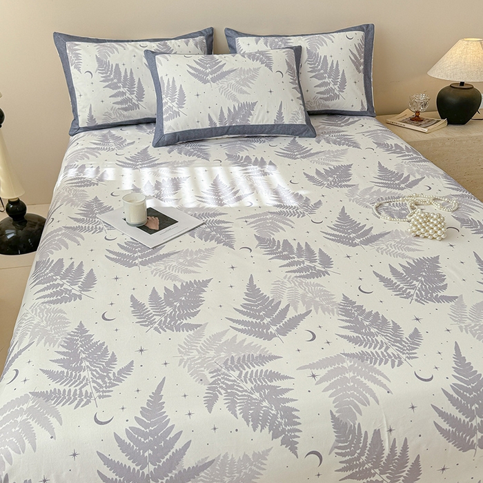 91家纺网 家纺一手货源 找家纺 蓝邻家纺 2025新款100%新疆原棉粗布小清新拼角工艺款系列单床单 云杉