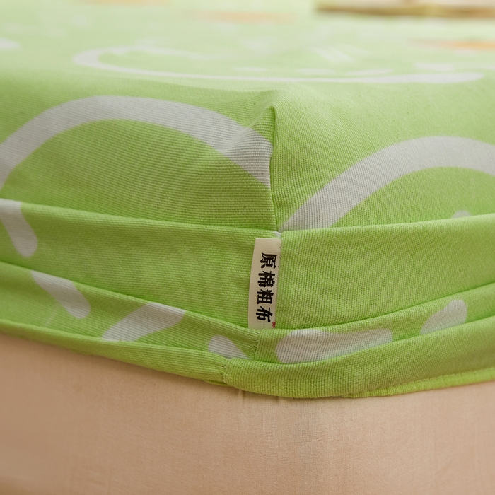 91家纺网 家纺一手货源 找家纺 首爱家纺 2025新款锦柔老粗布印花床笠 气泡橙