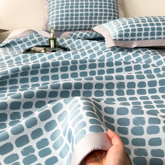 91家纺网 家纺一手货源 找家纺 卡初家居（原微来） 2025夏季轻柔丝系列冰丝席——绮梦系列 湖蓝