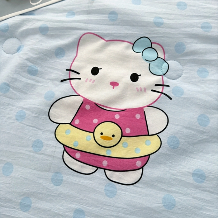 91家纺网 家纺一手货源 找家纺 鑫佰利 2025新款A类水洗棉印花纯棉花夏被子被芯 猫咪宝贝