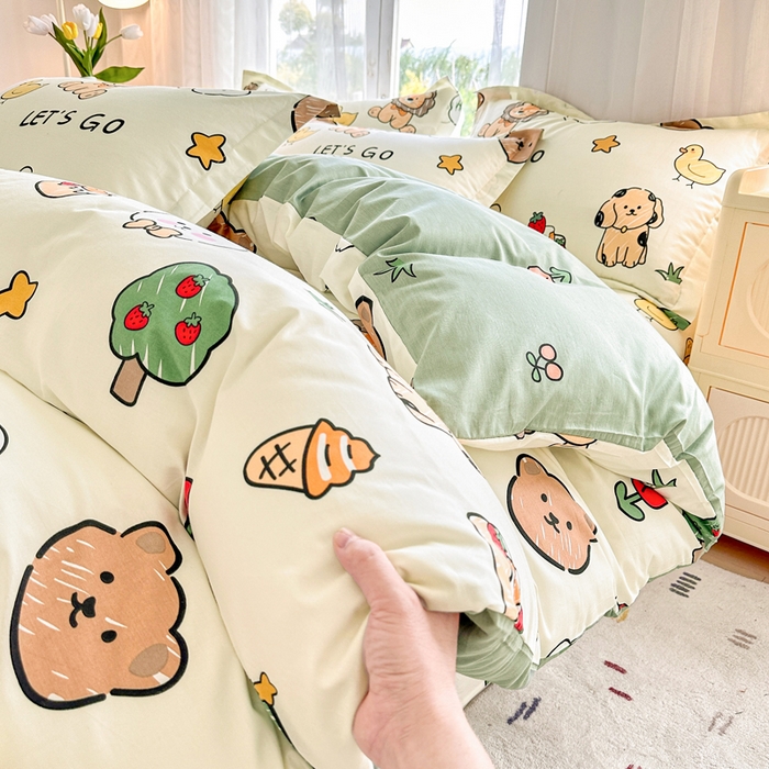 91家纺网 家纺一手货源 找家纺 金盛纺 2025新款13372全棉系列四件套 动物园