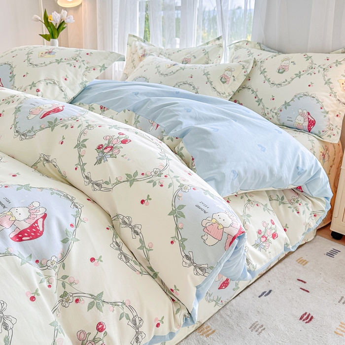 91家纺网 家纺一手货源 找家纺 金盛纺 2025新款13372全棉系列四件套 春游泡泡