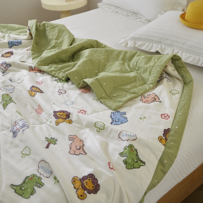 91家纺网 家纺一手货源 找家纺 维洋家纺 2025新款里外全棉印花棉花夏凉被 森森乐园