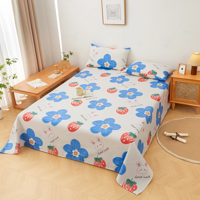 91家纺网 家纺一手货源 找家纺 棉乐町家居 2025新款锦柔老粗布床单老粗布凉席三件套 暖心