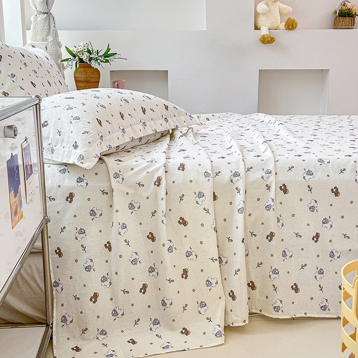 91家纺网 家纺一手货源 找家纺 锦罗绣 2025新款A类全棉双层纱单床单 浪漫独角兽