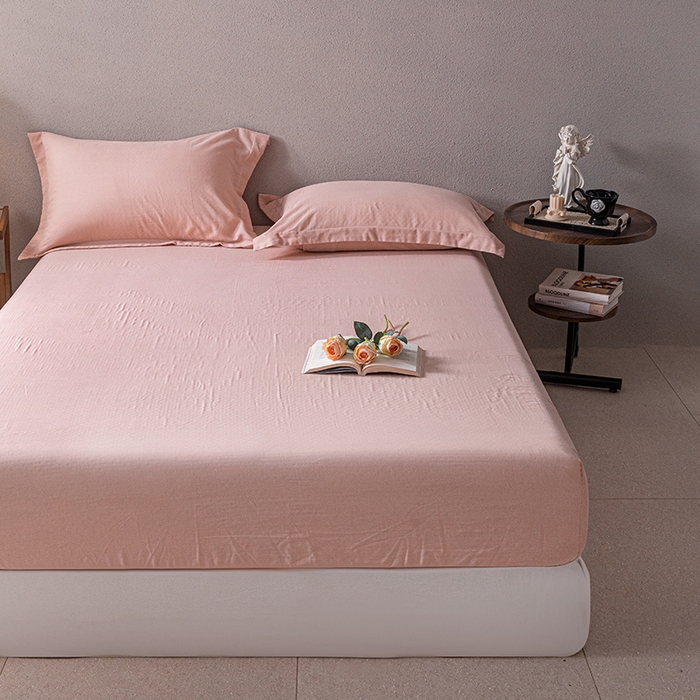 91家纺网 家纺一手货源 找家纺 锦罗绣 2025新款A类全棉双层纱单床笠 粉色