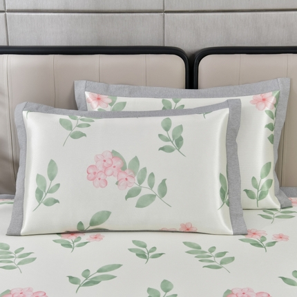 91家纺网 家纺一手货源 找家纺 小牛席业 2025新款碳光凉感印花冰丝凉枕套系列凉枕套夏天枕套冰丝枕套竹枕套藤枕套冰藤枕套 花间集