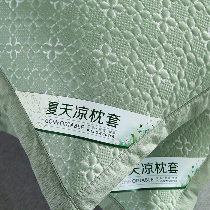 91家纺网 家纺一手货源 找家纺 小牛席业 2025新款浪漫花语冷感豆豆枕套凉枕套夏天枕套冰丝枕套竹枕套藤枕套冰藤枕套 浪漫花语冷感豆豆枕套-绿色