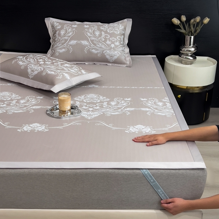 91家纺网 家纺一手货源 找家纺 卡初家居（原微来） 2025夏季凉感提花席 晓春烂漫-丝雾棕