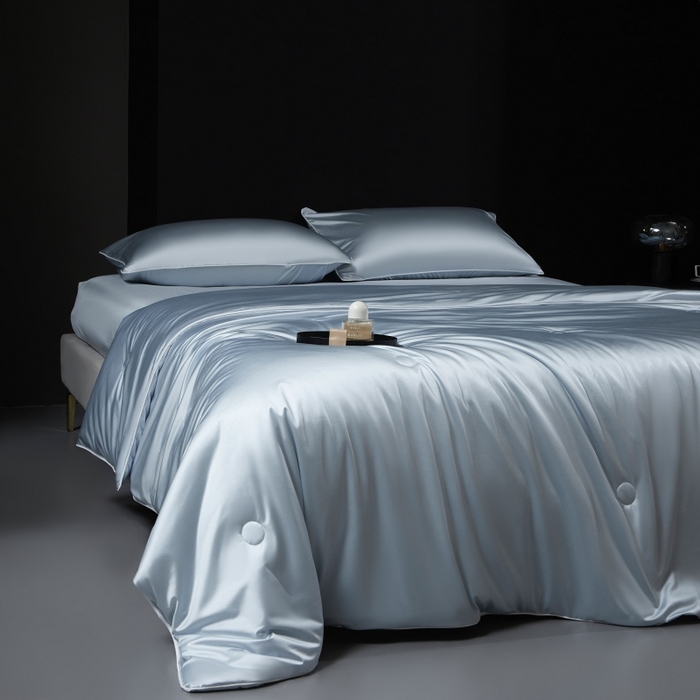 91家纺网 家纺一手货源 找家纺 （总）优悦生活馆 2025新款凉感冰丝纯色夏被四件套-盛夏