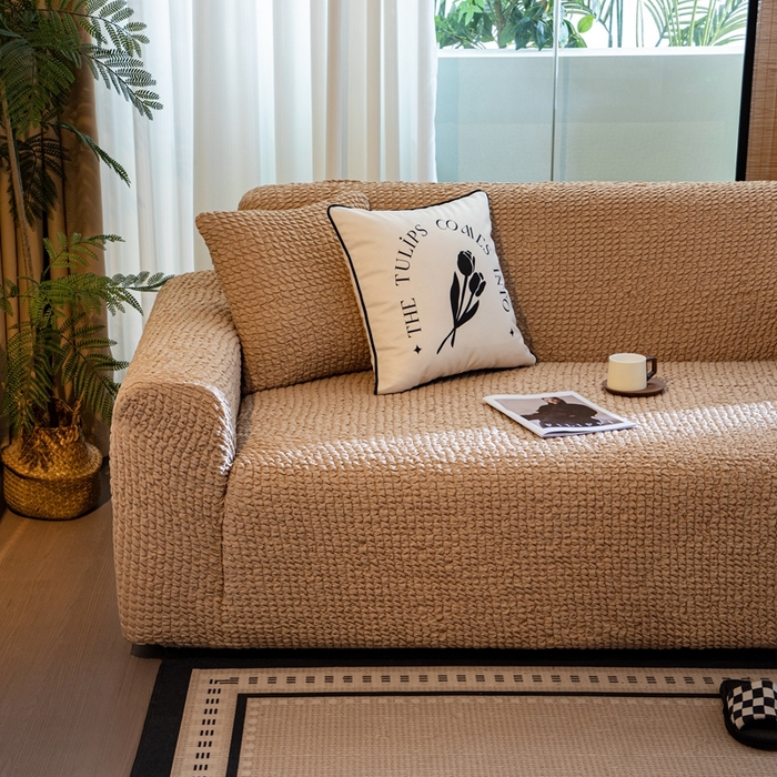 91家纺网 家纺一手货源 找家纺 沐沐家纺2026新款奶油云纱沙发套 奶油云纱-浅咖