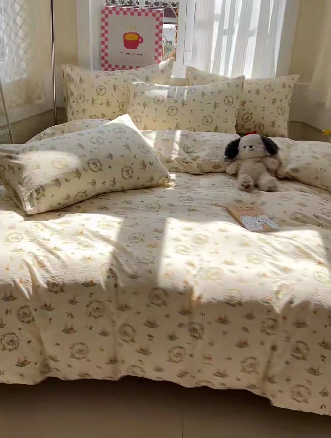 91家纺网 家纺一手货源 找家纺 暖芯优选 2025新款加厚云感棉双层纱四件套小碎花被套床单床笠款学生三件套新款直播热款 兔子的欢喜
