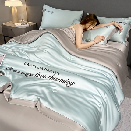 91家纺网 家纺一手货源 找家纺 （总）云棉坊 2025宽边水洗冰丝夏被四件套-曼希系列