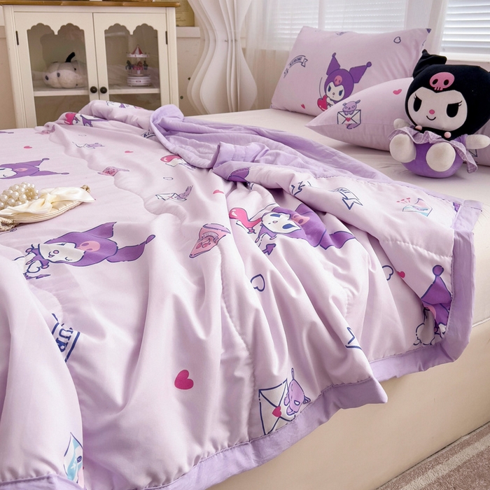 91家纺网 家纺一手货源 找家纺 海岛哥哥 2025新款三丽鸥系列A类水洗棉夏被大床图（提供买家秀） 夏被-库洛米之心