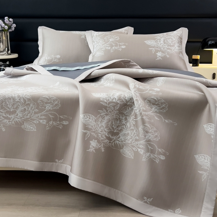 91家纺网 家纺一手货源 找家纺 卡初家居（原微来） 2025夏季凉感提花席 南鸢-丝雾棕