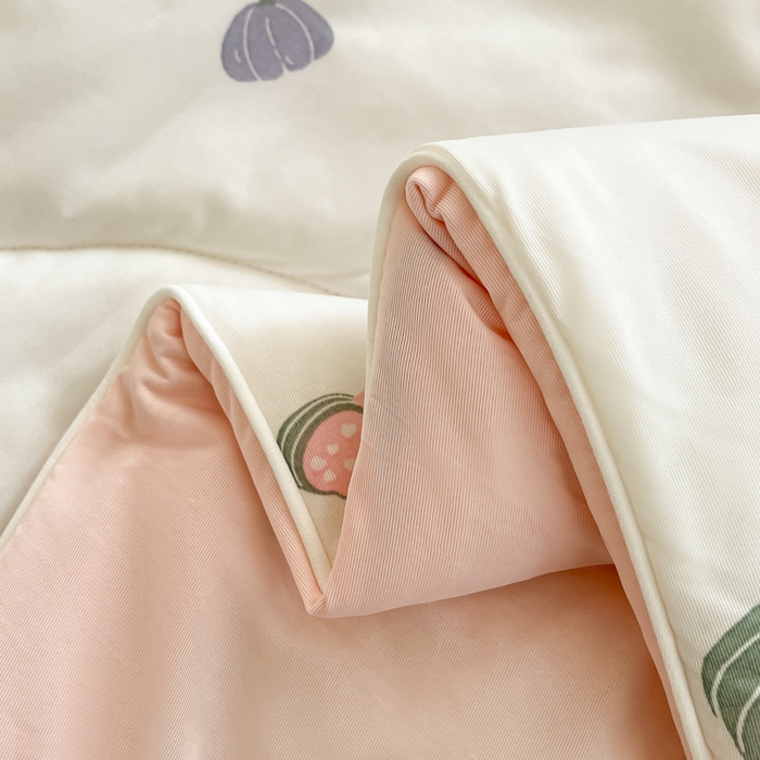 91家纺网 家纺一手货源 找家纺 维洋家纺 2025（专版花型）A类凉感丝夏被 凉感夏凉被双面加倍透气（四周踩棉） 南瓜