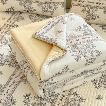91家纺网 家纺一手货源 找家纺 维洋家纺 2025（专版花型）A类凉感丝夏被 凉感夏凉被双面加倍透气（四周踩棉） 法式浪漫