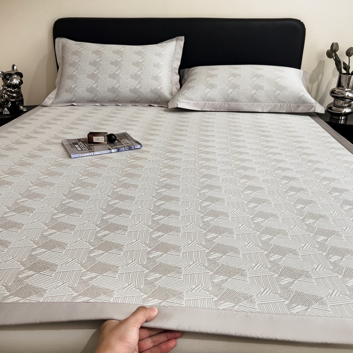 91家纺网 家纺一手货源 找家纺 卡初家居（原微来） 2025夏季凉感提花席 墨霭幽影-酷漾灰