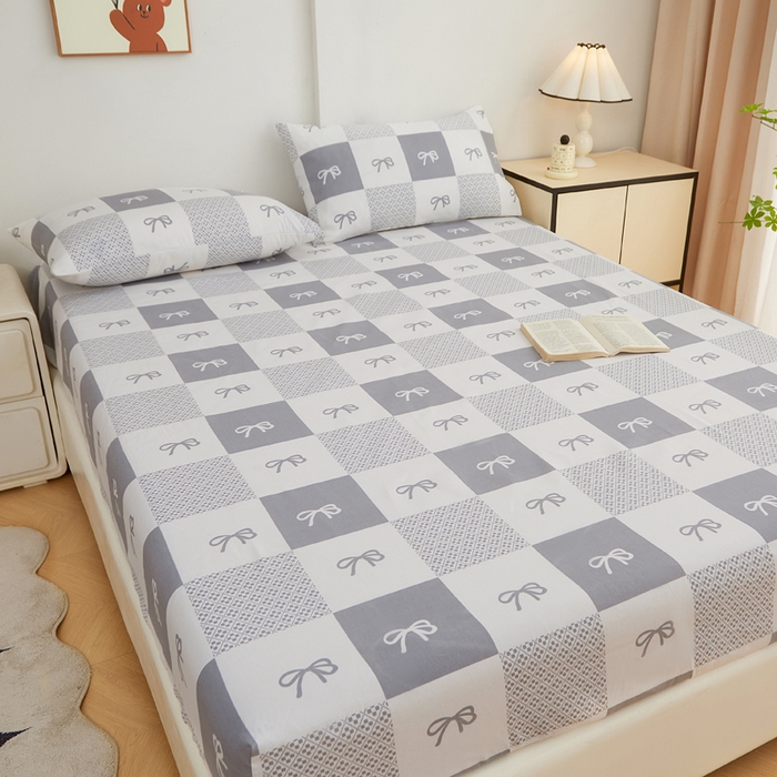 91家纺网 家纺一手货源 找家纺 棉乐町家居 2025新款锦柔老粗布印花床笠 蝴蝶结