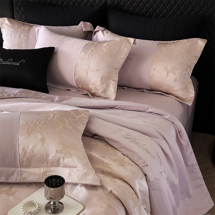 91家纺网 家纺一手货源 找家纺 换种生活 2025新款浮雕天丝夏被四件套 马上有钱花-粉