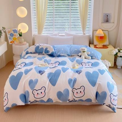 91家纺网 家纺一手货源 找家纺 洺兰家居 2025新款13070全棉单被套 波波熊