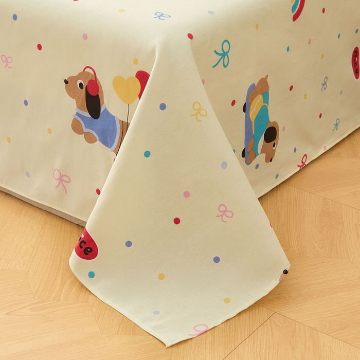 91家纺网 家纺一手货源 找家纺 棉乐町家居 2025新款锦柔老粗布床单老粗布凉席三件套 小狗乐园