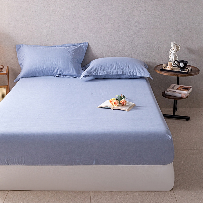 91家纺网 家纺一手货源 找家纺 锦罗绣 2025新款A类全棉双层纱单床笠 绅士蓝