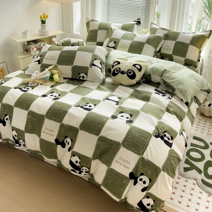 91家纺网 家纺一手货源 找家纺 金盛纺 2025新款13372全棉系列四件套 熊猫胖达